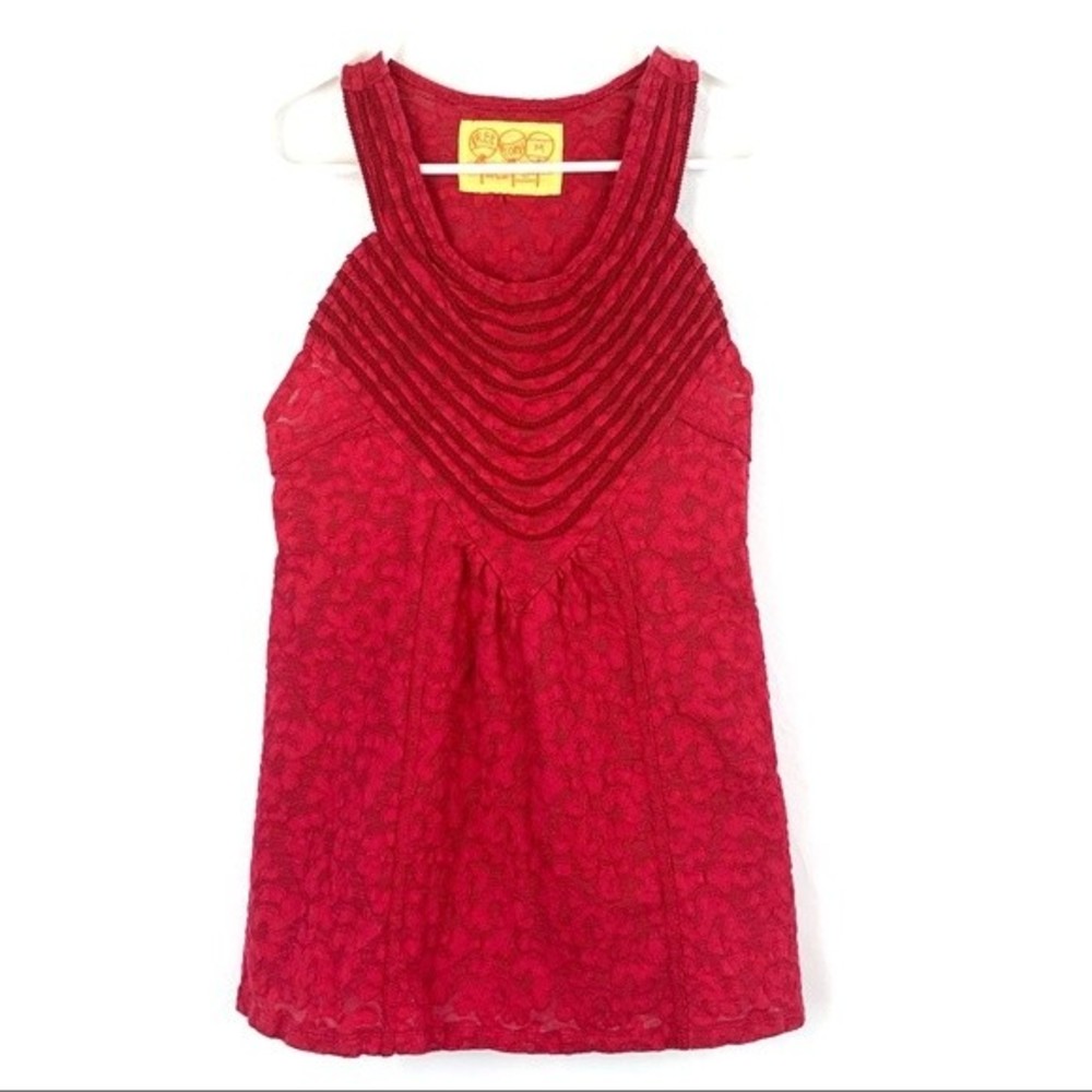 free people red lace halter tank medium